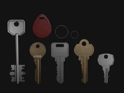 Realistic Keys and RFID Tags Game Ready Low Poly 3D Model Low-poly 3D model