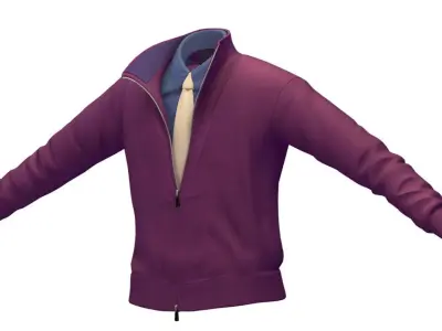 Cartoon High Poly Subdivision Purple Jacket Low-poly 3D model purchase