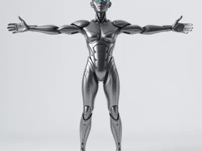 Futuristic Android Model Pack with Metallic Finish Low-poly 3D model