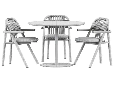  Fix Table by Ton and Dining Armchair 02 C by Very Wood 3D model