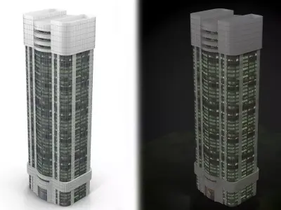 Skyscraper tall building Low-poly 3D model get