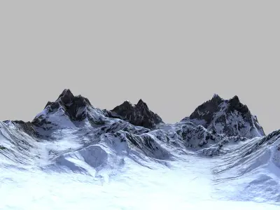 Snow Mountain Terrain Low-poly 3D model