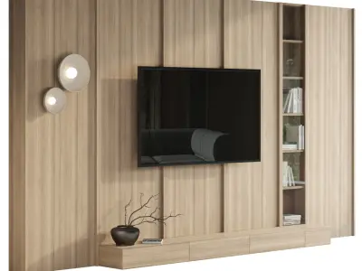 Japandi TV Wall Low-poly 3D model