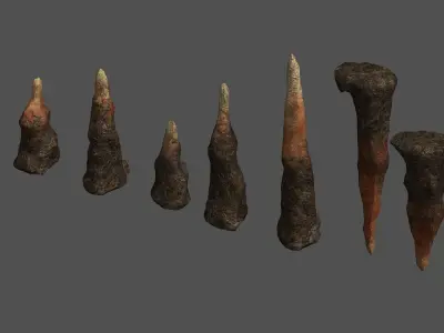 Stalagmite Set - Red Rock 3D model