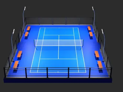 Tennis court A1 Low-poly 3D model
