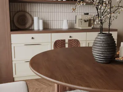 Warm Japandi Dining Room 3D model