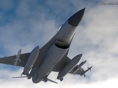  Fighter F 16 Fighting Falcon With Jet Armament Rigged for Cinema 4D 
