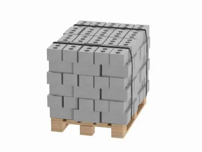 Bricks On Wooden Pallet 3D model