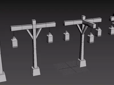 Old Street Lamb Series Low-poly 3D model