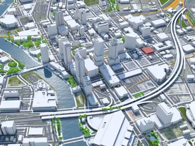 Tampa Downtown Florida USA Low-poly 3D model