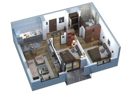 3D floor plan apartment  3D model