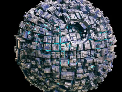 Borg Space Station Sphere Mothership Planet  Low-poly 3D model