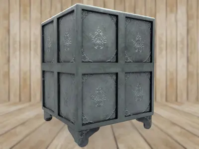 Vintage metal safe PBR game ready Low-poly 3D model