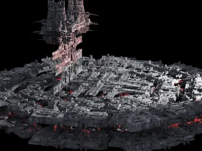 Sci-Fi City dystopia base City Ship 3  3D model
