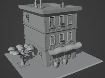 Apartament building Low-poly 3D model