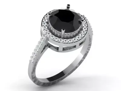 Light Weight White Gold Diamond Ring DR-6617 3D print model