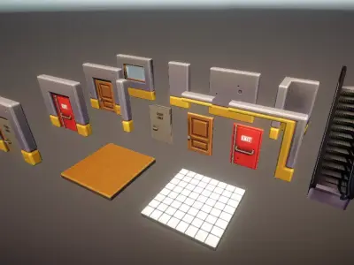 Stylized Modular Interior Pack - Low Poly PBR Game Assets Free low-poly 3D model