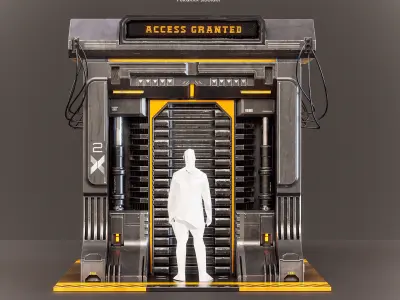 Sci-fi Door X2 PBR Low-poly 3D model