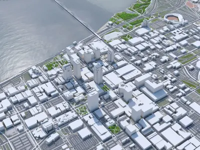 Louisville Downtown Kentucky USA Low-poly 3D model