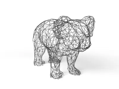 Koala Wireframe Low-poly 3D model