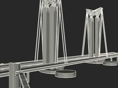 Pont Flaubert low poly Low-poly 3D model