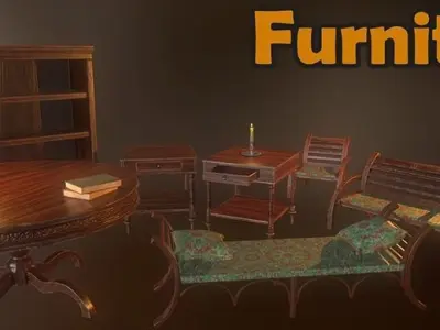 PBR Furniture pack Low-poly 3D model
