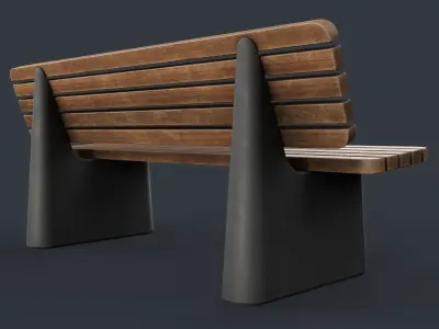 Modern Outdoor Bench 45 PBR Game Ready Low-poly 3D model