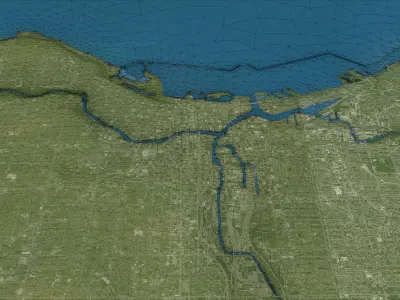 Milwaukee - Topography Terrain Low-poly 3D model