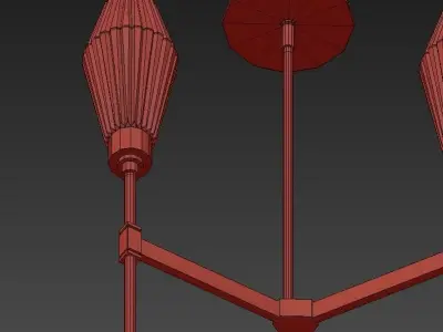 AALTO modern brass chandelier with glass shades 3D model