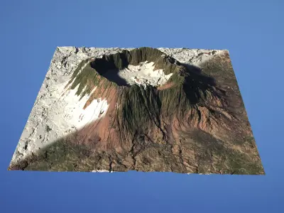 Landscape Environment Volcano Snow 23 Low-poly 3D model