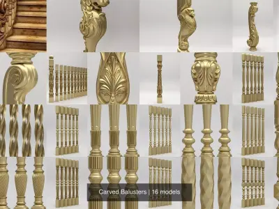 Carved Balusters 3D Model Pack