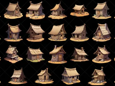 132 Transparent Fantasy Muddy Hut Home House Game Asset Texture