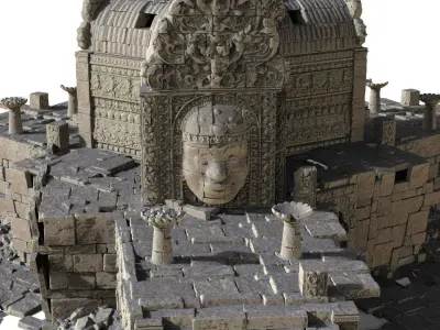 Ancient Temple Ruins High Poly Objects 3D model