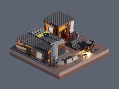 land 13A Low-poly 3D model