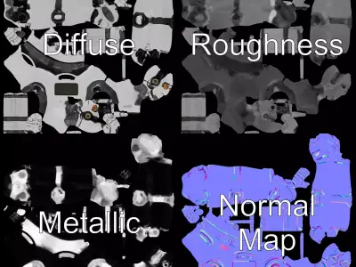 Retro Robot model pack Low-poly 3D model