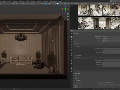 Modern style interior - blender cycles 3D model