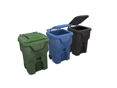 Trash Bins Low-poly 3D model