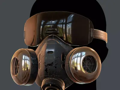Gas mask helmet 3d model scifi Low-poly  Low-poly 3D model