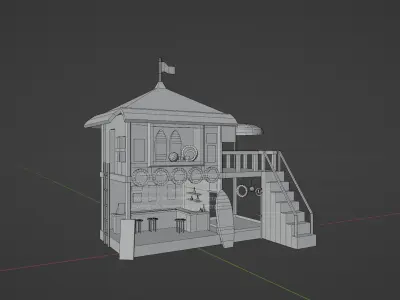 Beach shop with bar Low-poly 3D model