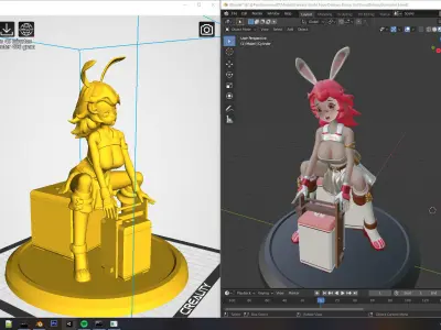 Fantasy World Food Delivery Service Bunny Girl 3D print model