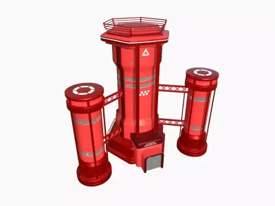 SciFi Facility A05 Red - Sci Fi Exterior Design Low-poly 3D model