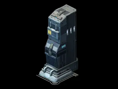 Sci Fi Building-Connection Wall 07 3D model