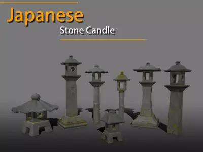 Japanese Stone Lantern - Game Ready - low poly Low-poly 3D model