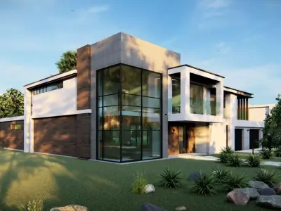 Residential house with swimming pool 3D model purchase