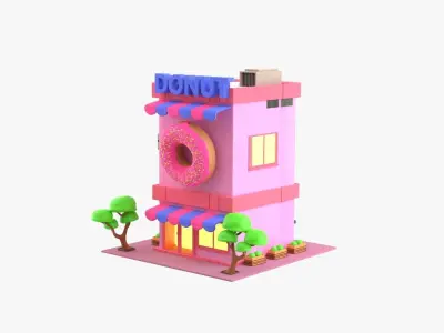 Donut Bakery 3D Illustration 3D model