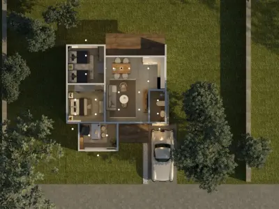 Euro-Modern House plus ALL ROOMS 3D model