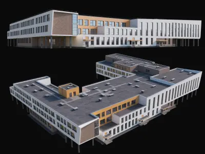 Modern school building 3D model