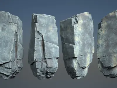 6 Modular Cliff Rocks - 240804 Low-poly 3D model