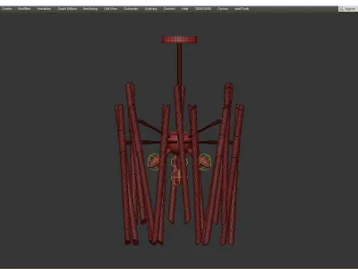 Ice Rods Chandelier brass Low-poly 3D model