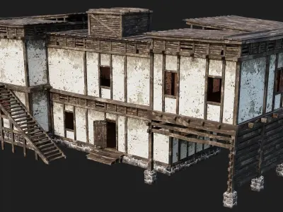 Old House Building 4K Textures GameReady 164 Low-poly 3D model
